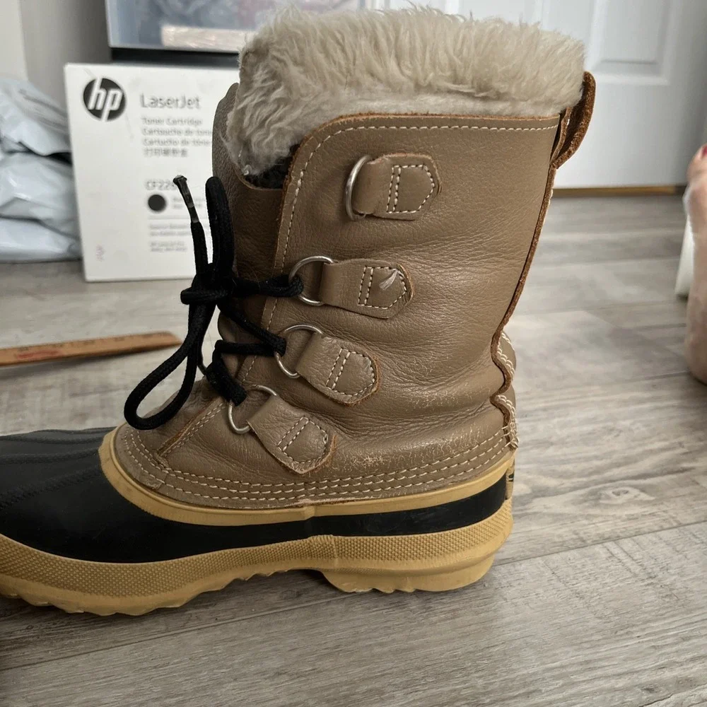Sorel Manitou  Women's Winter Snow Boots Size‎ 6 Brown Tan Lined Vintage